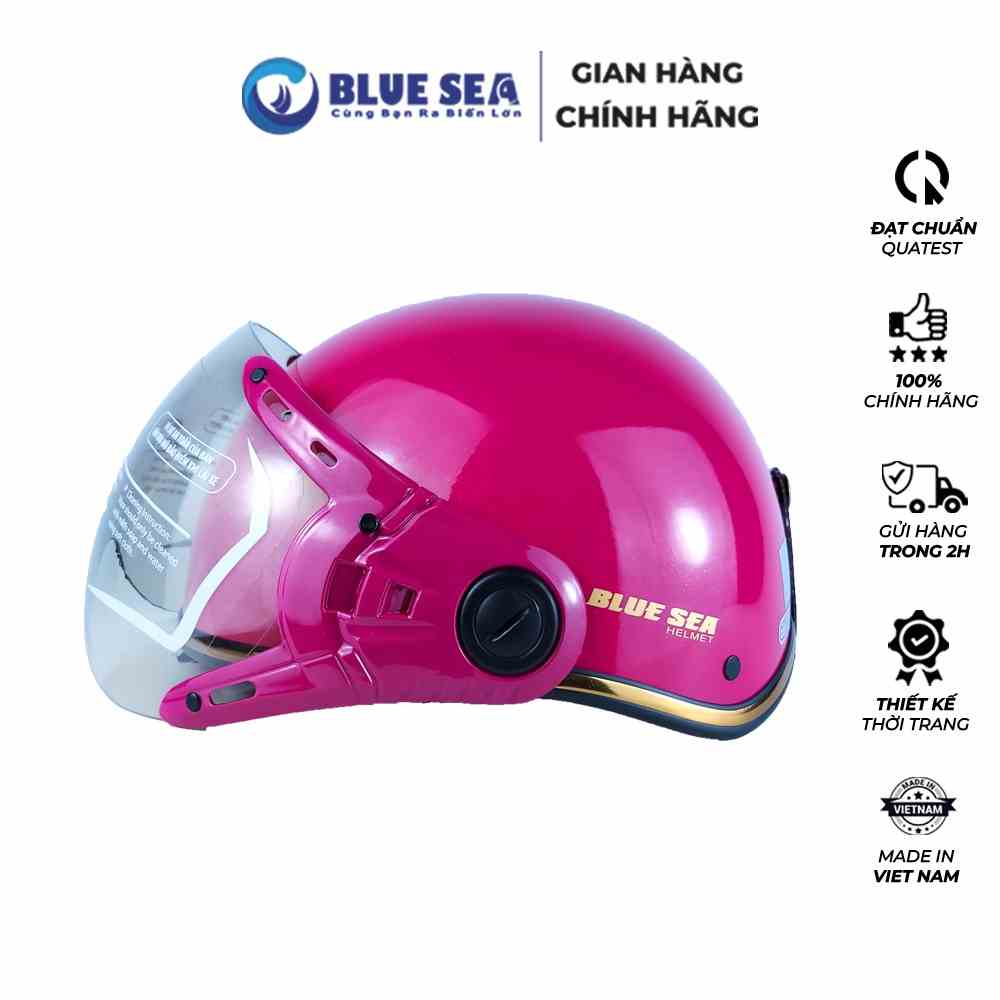 [Mã BMLTB200 giảm đến 100K đơn 499K] Mũ Bảo Hiểm Nửa đầu BLUE SEA A366K - Màu Hồng Đậm Bóng - Hàng Chính Hãng