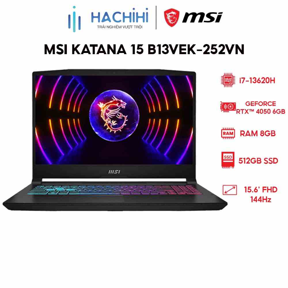 Laptop MSI Katana 15 B13VEK-252VN (i7-13620H | 8GB | 512GB | RTX™ 4050 6GB | 15.6 FHD 144Hz | Win 11)