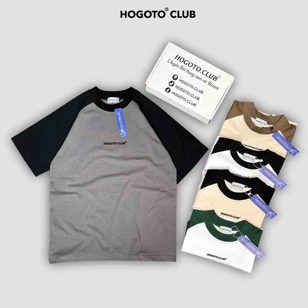 Áo thun Local Brand RAGLAN IN CAO SU NỔI  HOGOTO CLUB , Áo thun unisex nam nữ form rộng oversize chất liệu 100% Cotton