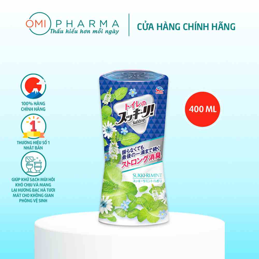 Hộp Khử Mùi Phòng Vệ Sinh Hakugen Earth Sukki-ri Hương Bạc Hà Nhật Bản 400ml