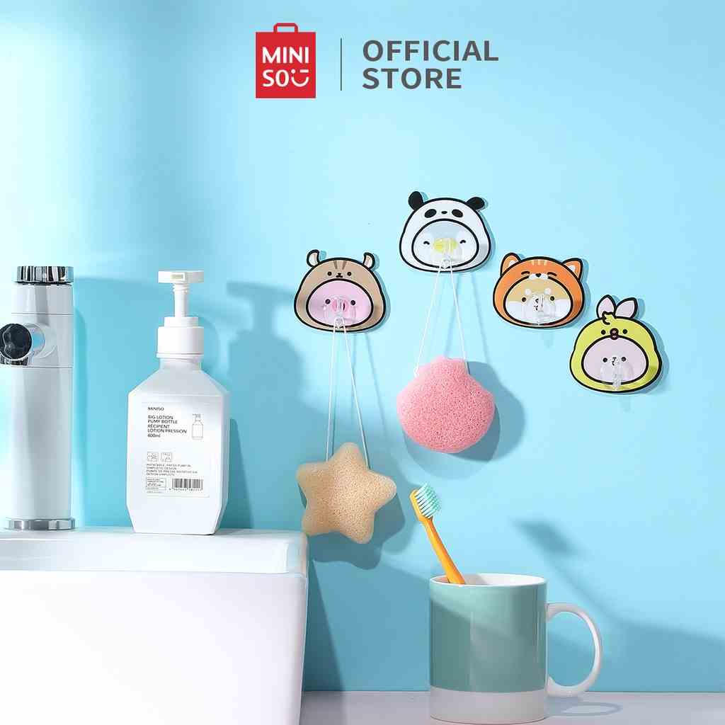 Combo 4 Móc treo MINISO Không có dấu vết keo dễ thương,móc dán tường trong suốt