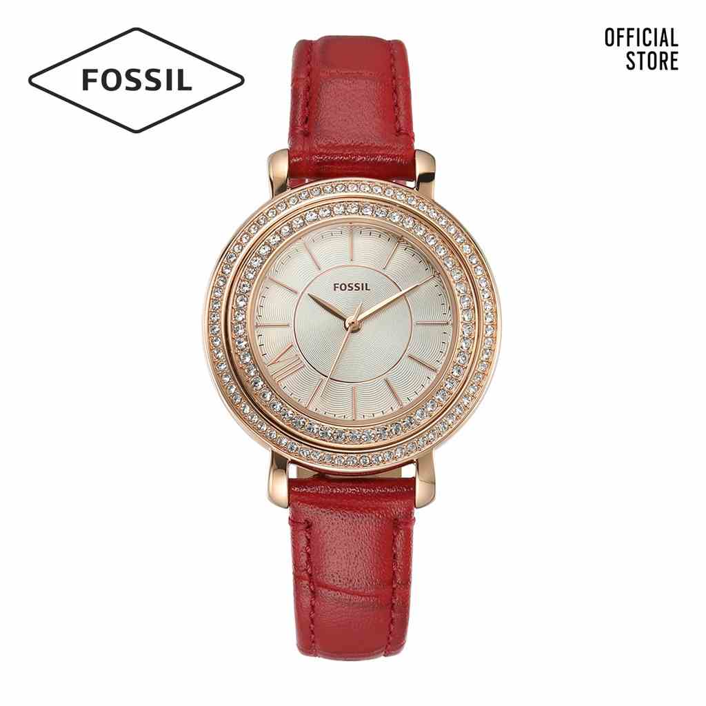 [Mã BMLTA35 giảm đến 35K đơn 99K] Đồng hồ Fossil nữ JACQUELINE ES5248 dây da - màu đỏ