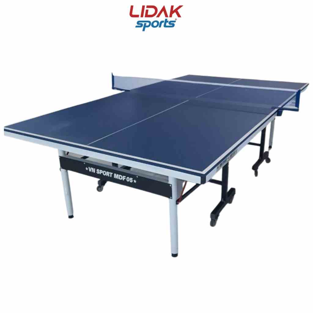 Bàn bóng bàn Vina Sport MDF05 chân bàn gấp gọn di chuyển bằng bánh xe mặt bàn gỗ MDF 18ly - LIDAK SPORT