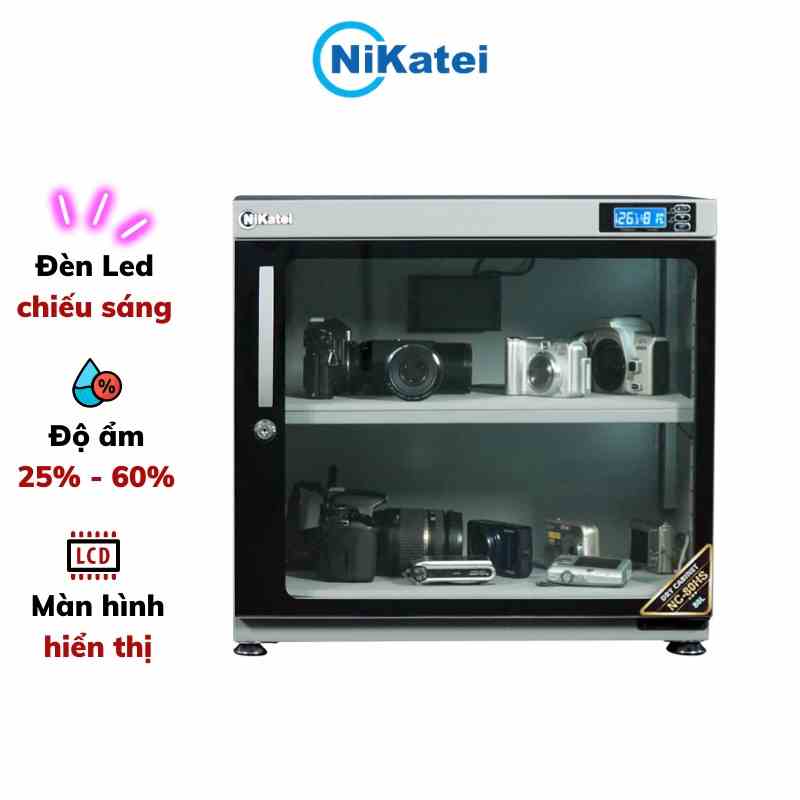 Tủ chống ẩm nhập khẩu Nikatei NC-80HS Siver Plus dung tích 80 lít - Công nghệ Nhật Bản - Bảo hành điện tử