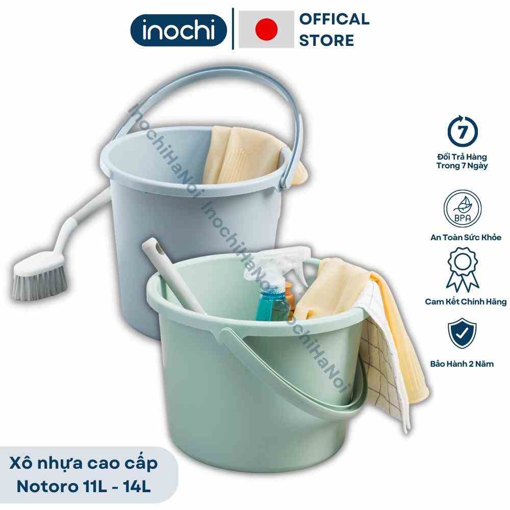 Xô chậu nhựa có nắp inochi cao cấp Notoro 11L 14L màu patsel đựng nước, gạo