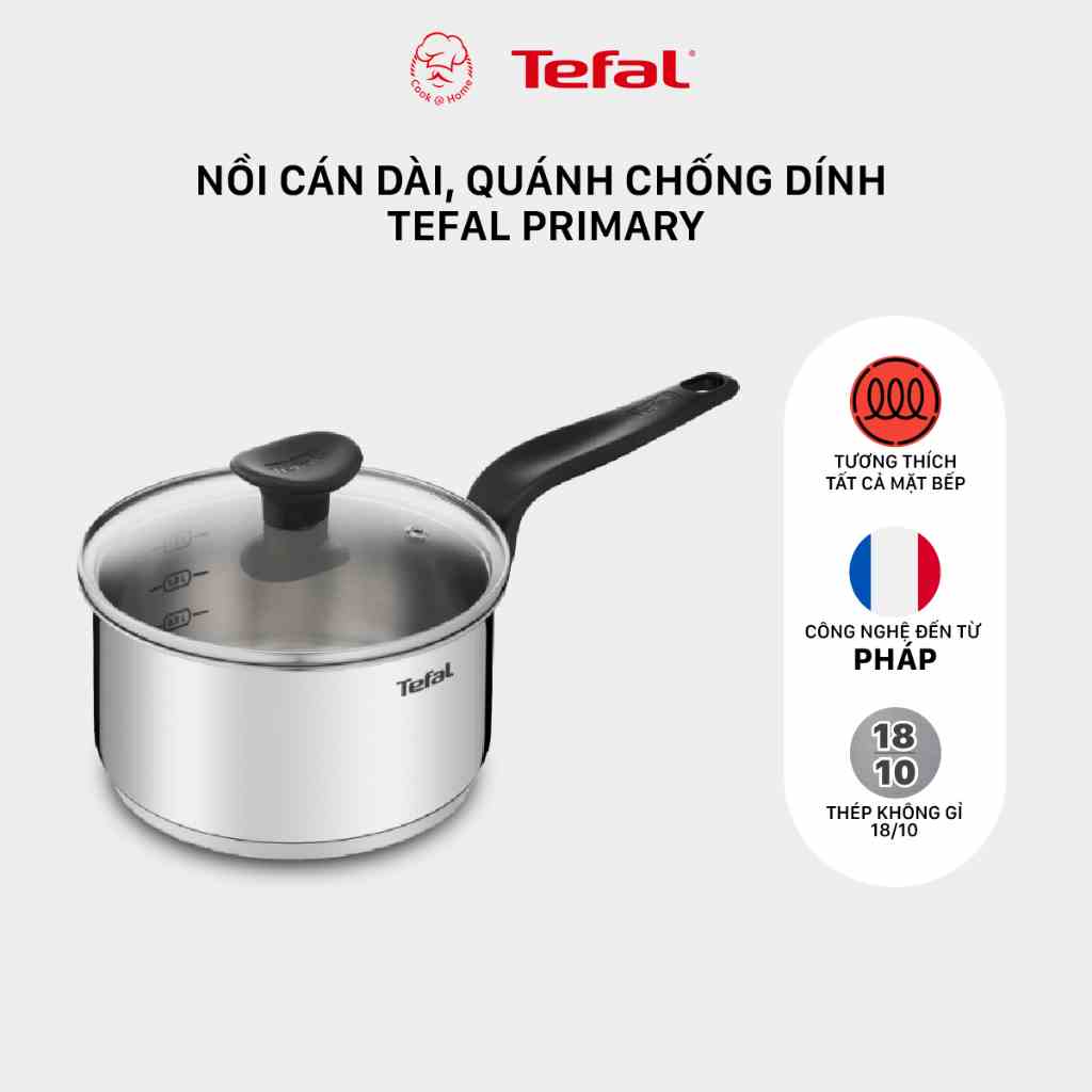 [Mã BMLTA35 giảm đến 35K đơn 99K] Nồi inox, quánh chống dính Tefal Primary dùng cho bếp từ kích thước 16cm, 18cm