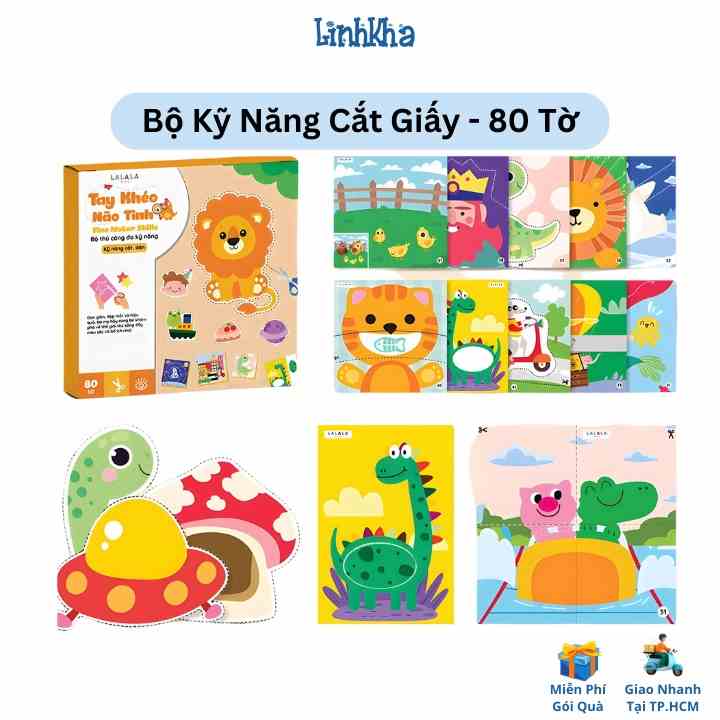 Bộ Luyện Kỹ Năng Cắt Giấy 80 Tờ Cho Bé - Tay Khéo Não Tinh - LaLaLa Baby