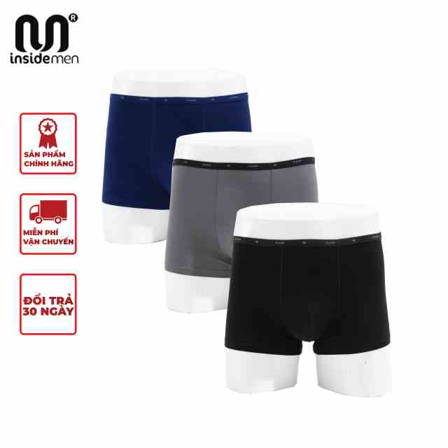 COMBO 3 Quần Sịp Đùi Boxer Cao Cấp INSIDEMEN Sợi Bambo Kháng Khuẩn Vải Cotton Mềm Mịn Thấm Hút IBX018