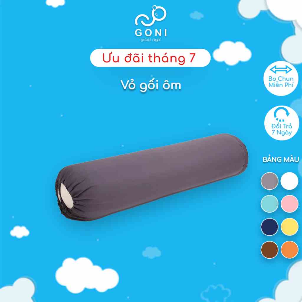 Bao vỏ gối ôm cotton tici GONI Đủ Màu