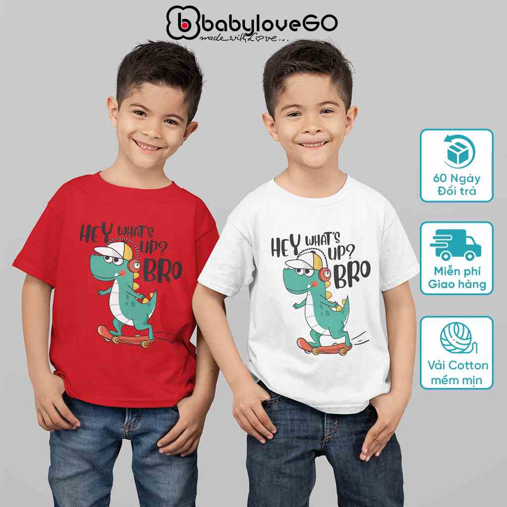 Áo thun ngắn tay cho bé BRO áo cộc tay vải cotton in hình BabyloveGO KL008