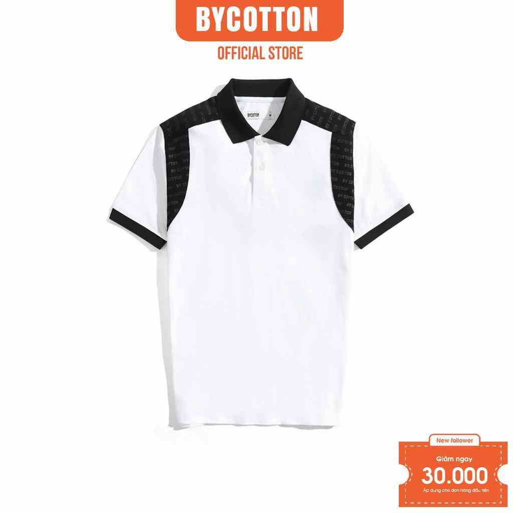 [Mã BYCO300T8 giảm 30% đơn 0K] Áo Thun Nam Polo Cao Cấp Có Cổ BY COTTON Phối Vai Trắng Đen