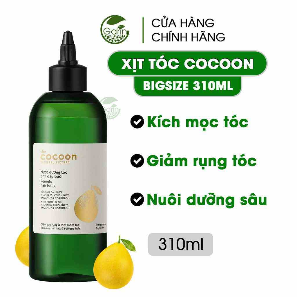 Xịt dưỡng tóc tinh dầu bưởi kích mọc tóc Cocoon Garin bigsize 310ml ngăn rụng làm mềm tóc kích thích mọc tóc nhanh hơn