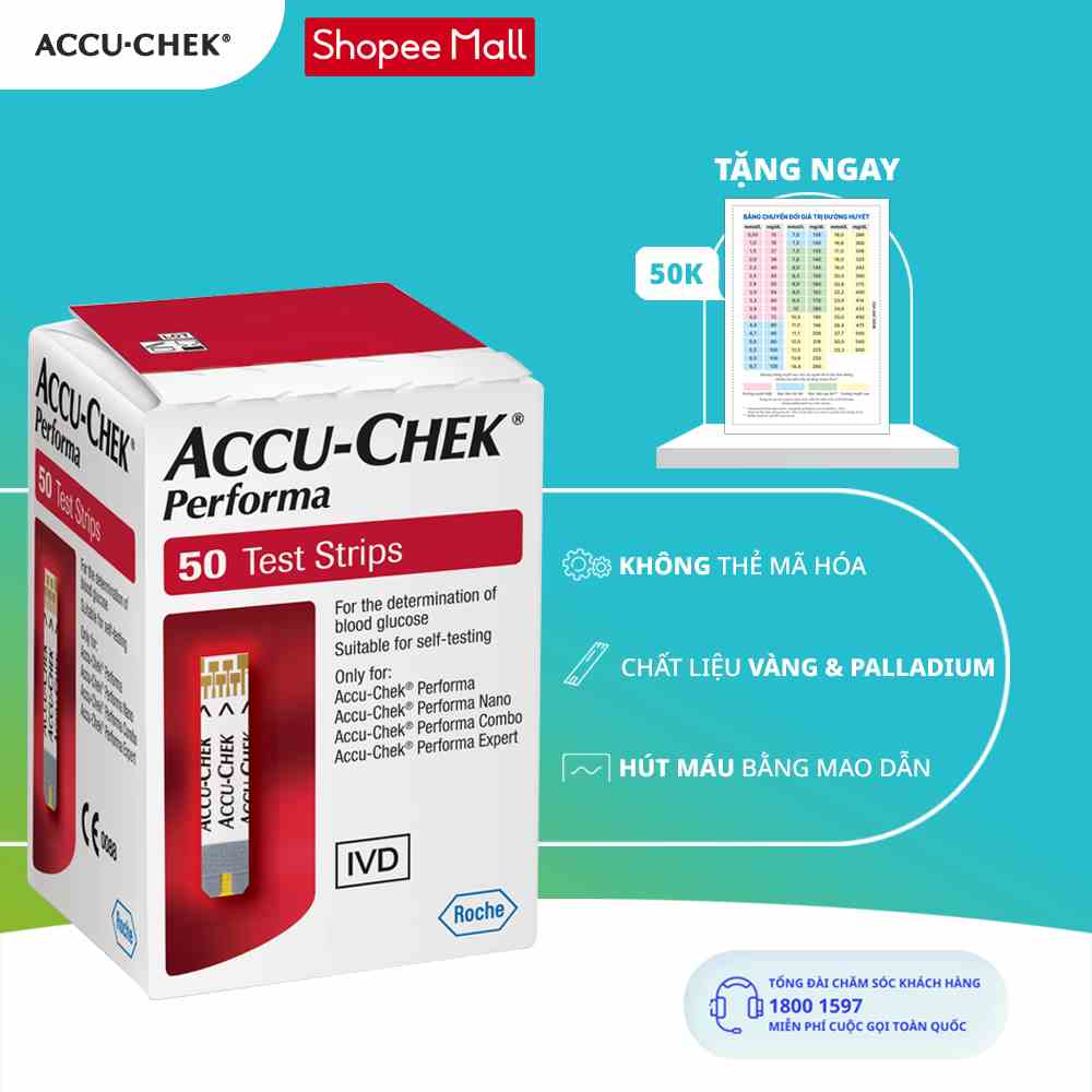 Hộp 50 Que Thử Đường Huyết ACCU-CHEK® Performa