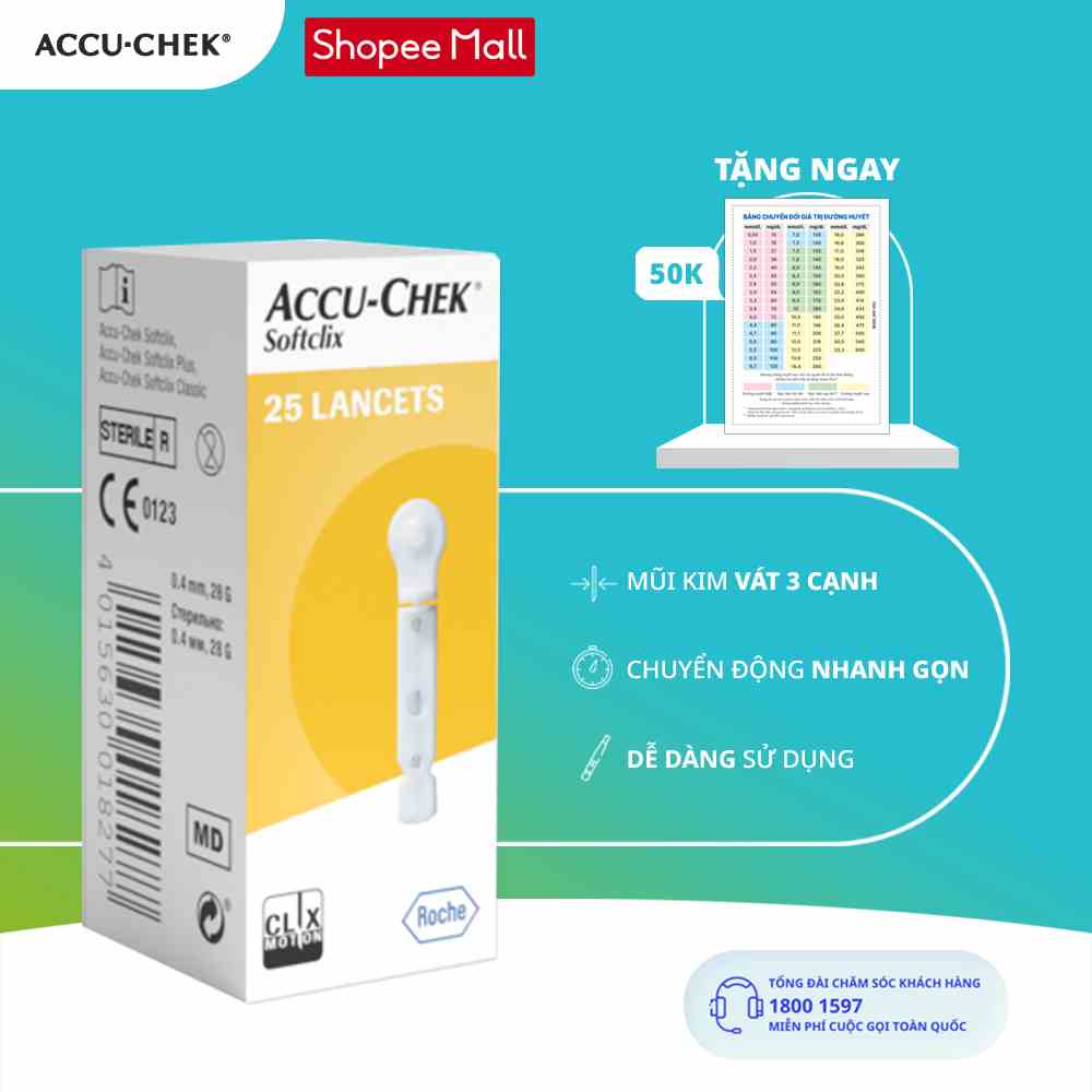 Hộp 25 Kim Chích Máu ACCU-CHEK® SoftClix Dùng Cho Máy ACCU-CHEK® Active & Instant