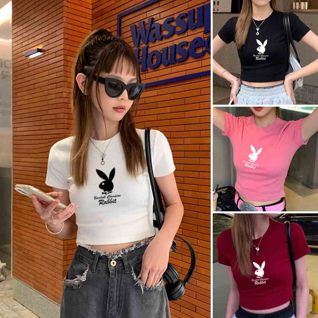 Áo croptop in hình thỏ - Áo thun croptop nữ LOZA CR6198