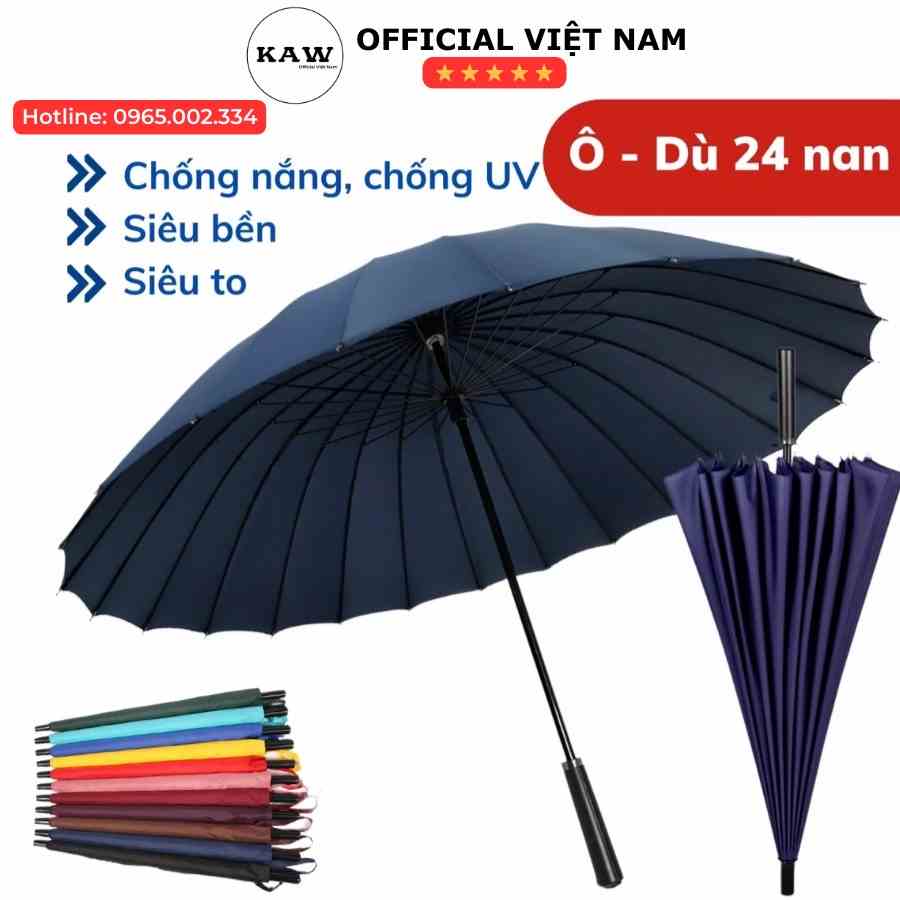 Ô 24 Nan Siêu To KAW Nan Cứng Cáp, Vải Dày Dặn Chống Lật, Bền Đẹp, Có Quai Đeo, Chống Nắng Mưa