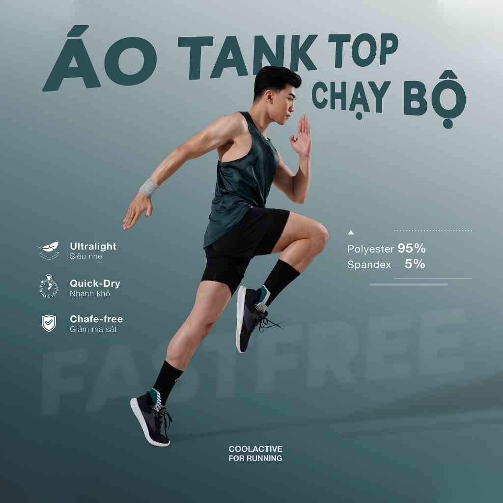 Áo Tank Top chạy bộ nam Fast & Free Run - thương hiệu Coolmate