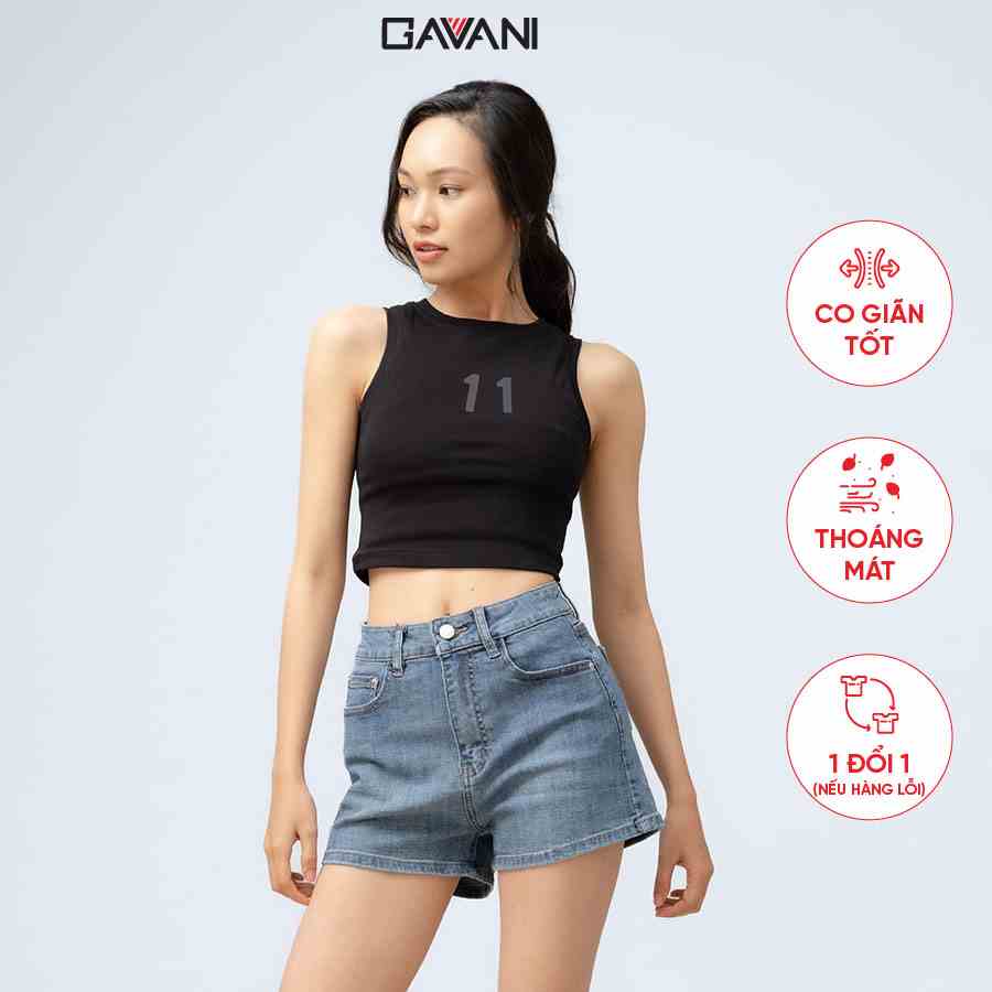 [Mã BMLTA35 giảm đến 35K đơn 99K] Áo thun nữ croptop tank top ôm, cổ tròn Gavani abl one and one