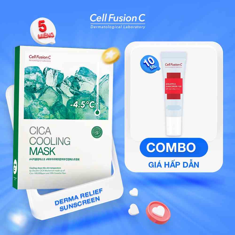 Mặt Nạ Cấp Ẩm Và Làm Dịu Da Khẩn Cấp Cell Fusion C Cica Cooling Mask (27g x 5 miếng)