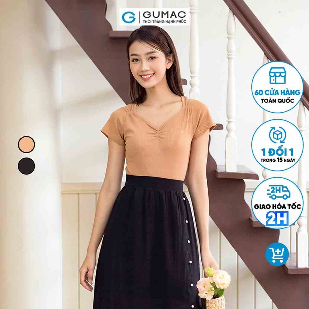 Áo thun cổ tim thời trang GUMAC ATD06044