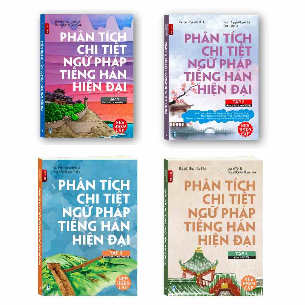 Sách - Combo Phân Tích Chi Tiết Ngữ Pháp Tiếng Hán hiện đại theo New HSK 9 cấp Tập 1,2,3,4 từ New HSK1- New HSK9