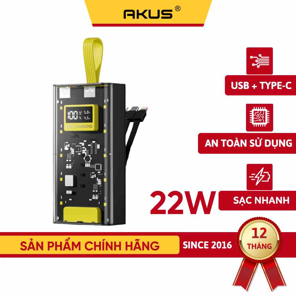 Sạc dự phòng sạc nhanh PD 10.000mAH AKUS-DP290