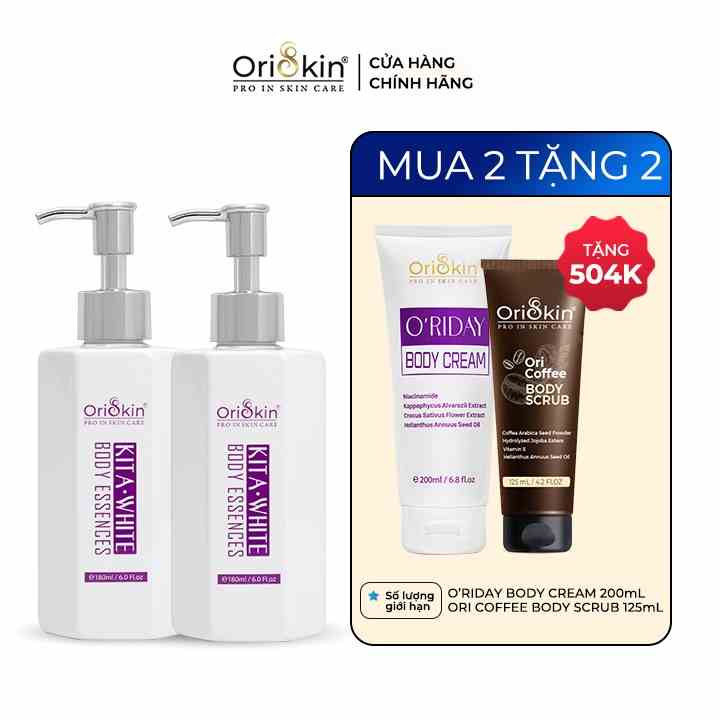 ComBo Serum Dưỡng Trắng Da Body, Hỗ Trợ Kích Trắng Da, Cấp Ẩm Và Làm Sáng Da Oriskin Kita White Body Essences 180ml