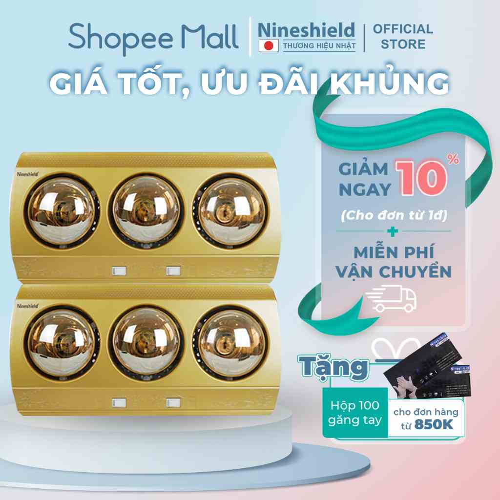 [Mã BMLTB200 giảm đến 100K đơn 499K] Đèn sưởi nhà tắm 3 bóng Nineshield NS043B