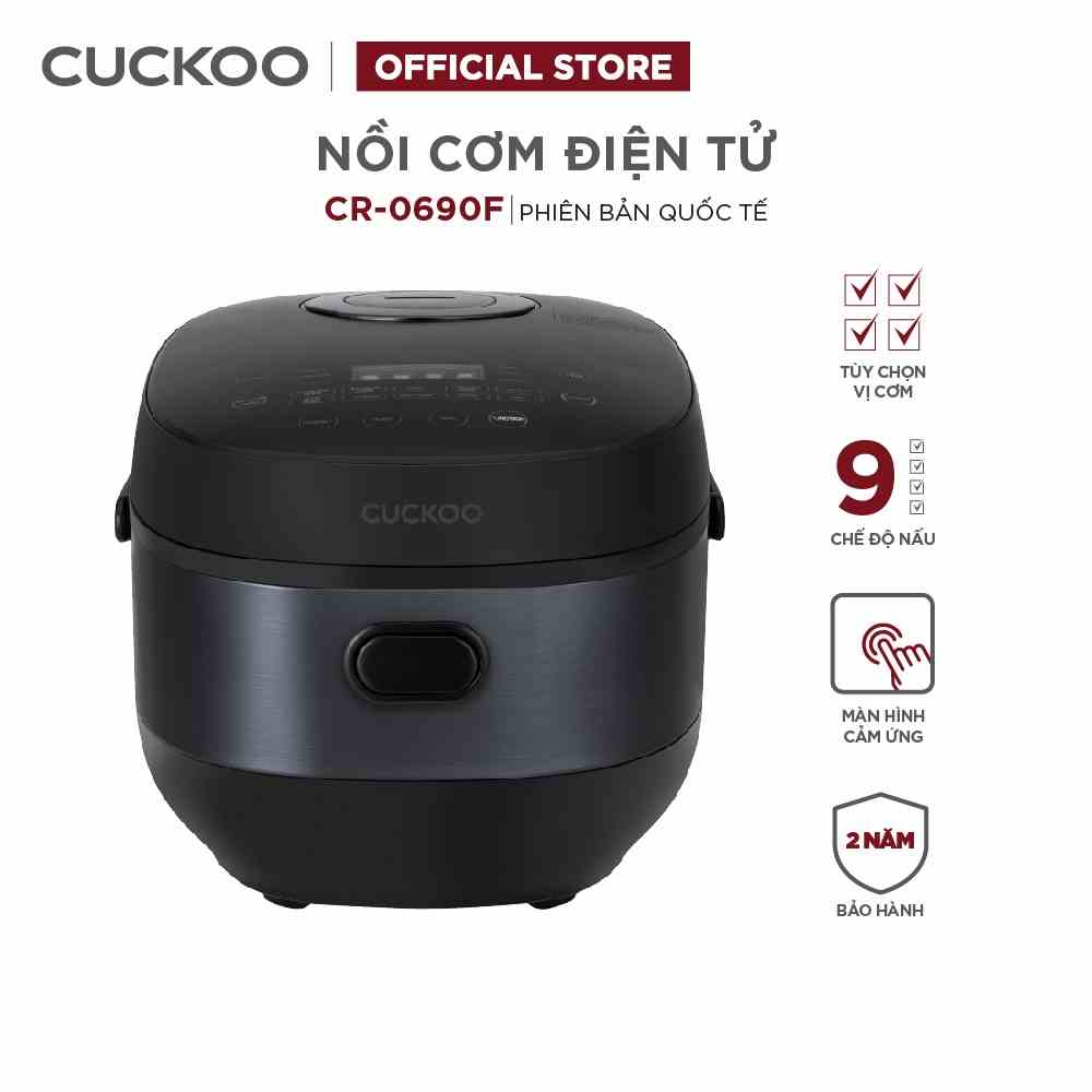 [Mã ELHACE01 giảm 12% đơn 300K] Nồi cơm điện tử Cuckoo 1.08L CR-0690F màu Đen nhiều chế độ nấu - Bảo hành 2 năm