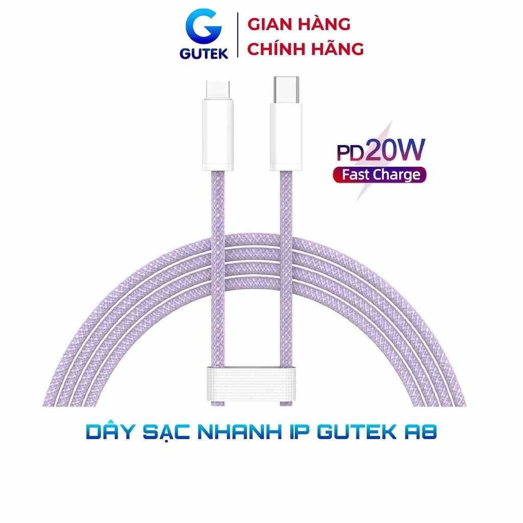 Dây Cáp Sạc Nhanh PD 20W Cổng Type-C Sang i.P Hỗ Trợ Truyền Dữ Liệu 480Mbps – Gutek A8