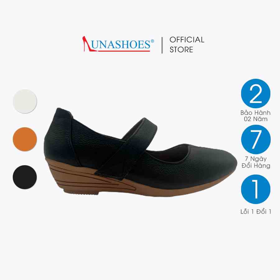 Giày cao gót 3p nữ đế xuồng LUNASHOES 24814 da bò mềm có quai dán bảo hành 2 năm 1 đổi 1