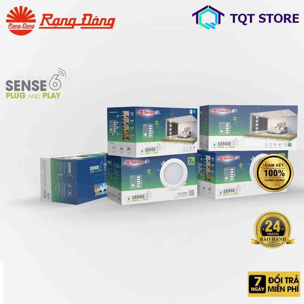 Combo Downlight Sense 6 thương hiệu Rạng Đông AT16.RM 90/7W.C6 tiết kiệm điện. Kèm 1 Remote điều khiển