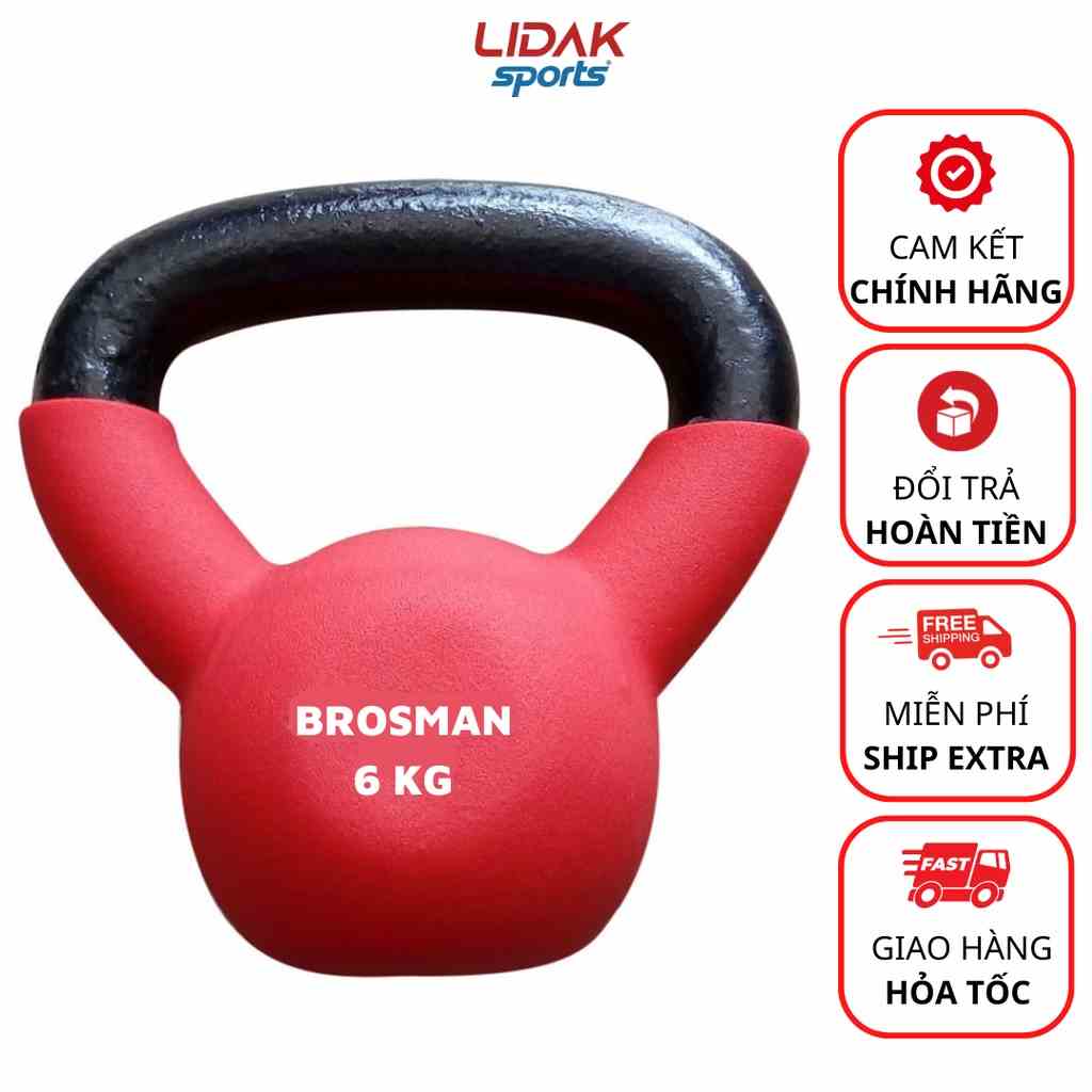 Tạ chuông tạ ấm 6kg tập Gym tập mông đùi tại nhà BRPSMAN hàng loại 1 - LIDAK SPORT