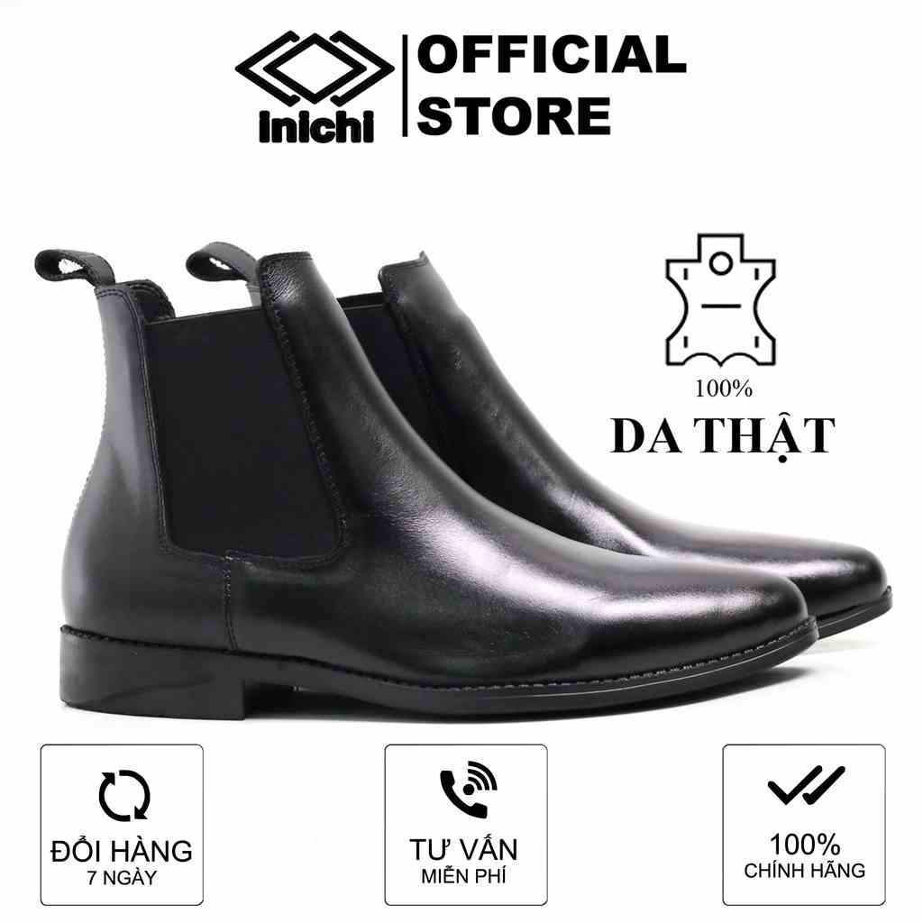 Giày chelsea boots da bò thật INICHI G1091có may đế