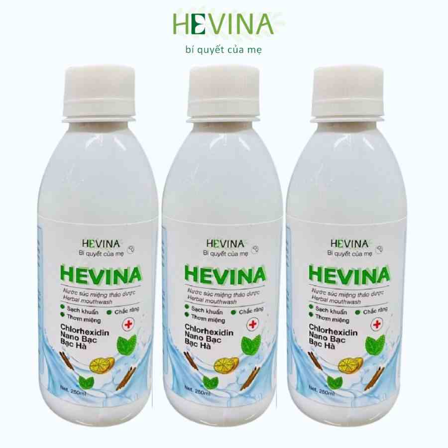 Nước Súc Miệng Thảo Dược HEVINA Ngăn Ngừa Sâu Răng, Hôi Miệng, Ngừa Nhiệt Miệng Chai 250ml