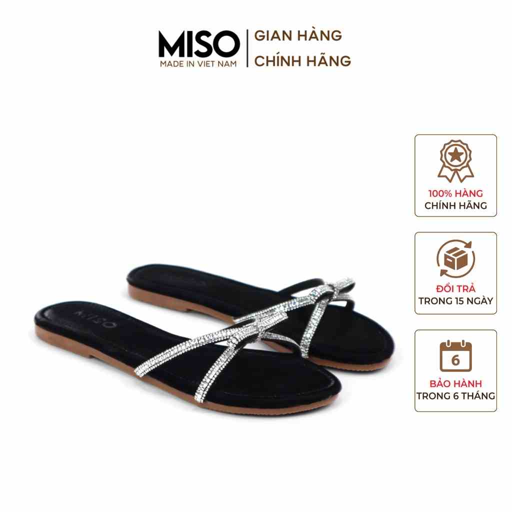 Dép Nữ Quai Nơ Đính Đá Đế Bệt Miso M014