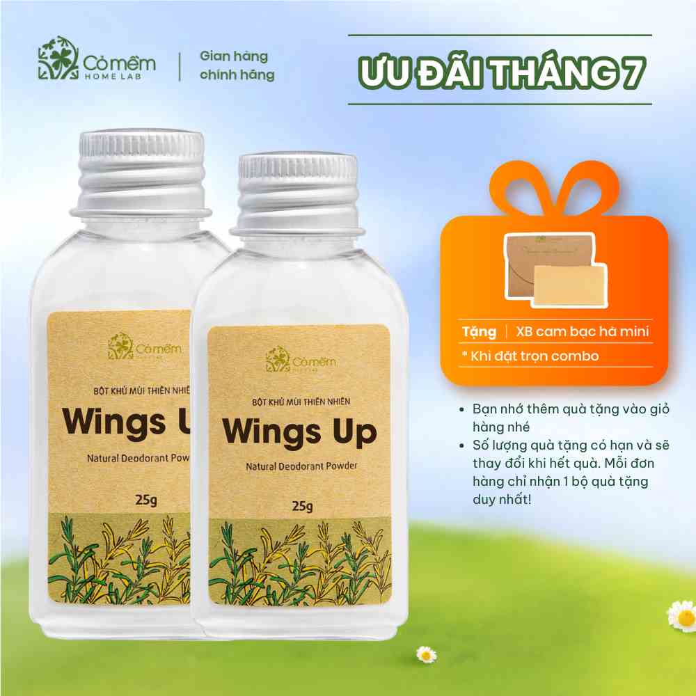 Combo 2 Bột Khử Mùi Wings Up Khử Mùi Hôi Chân Hôi Nách Giảm Tiết Mồ Hôi Hôi Cỏ Mềm 25g