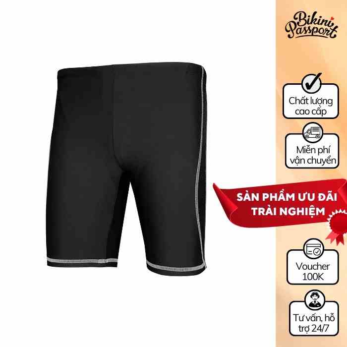 Quần bơi Nam, đồ bơi nam BIKINI PASSPORT kiểu dáng lửng - màu Đen - BS1006_BL