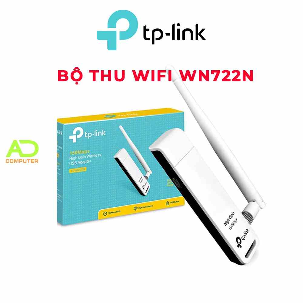 [Mã BMLTB35 giảm đến 35K đơn 99K] Bộ Thu Wifi Tplink WN722N - USB Wifi (high gain) tốc độ 150Mbps Wn 722N