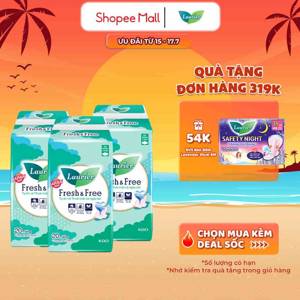 Combo 3 Băng vệ sinh Laurier Fresh & Free Siêu Mỏng