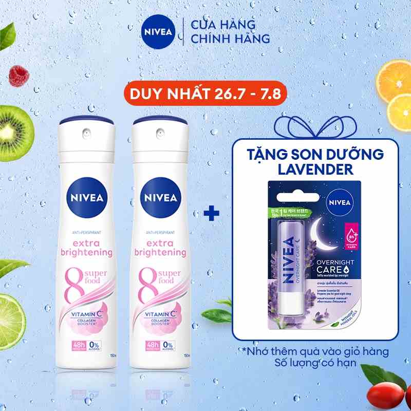 Bộ 2 Xịt Ngăn Mùi NIVEA Sáng Mịn Tối Ưu | Giảm Thâm Sạm | Vitamin C (150 ml) - 82967