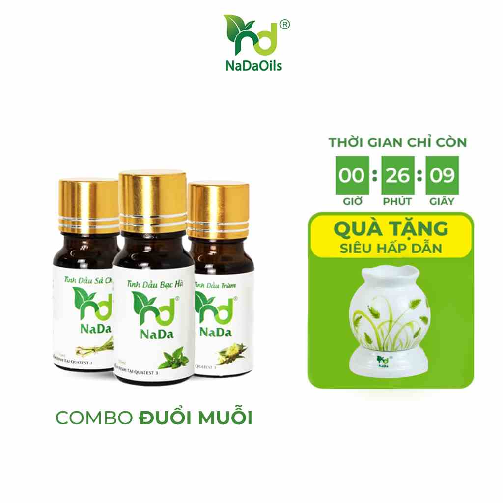 [Mã BMLTB200 giảm đến 100K đơn 499K] COMBO 3 chai tinh dầu đuổi muỗi NaDa kiểm định Quatest 3 chai 10ml