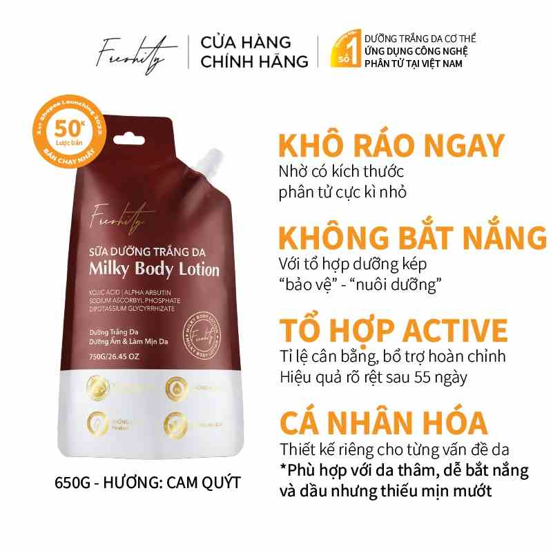 Sữa dưỡng trắng da Milky Body Lotion Freshity 650g