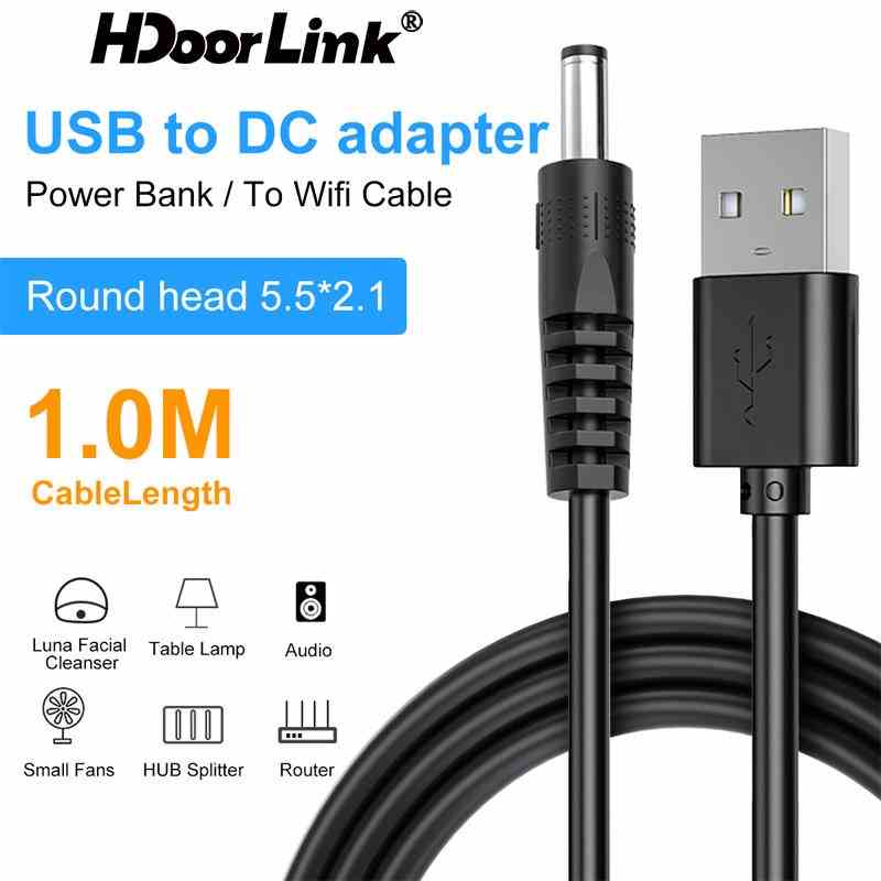 Dây cáp HDOORLINK chuyển đổi USB sang DC 5V/ 2A tăng áp thích hợp cho bộ định tuyến 5.5x2.5mm