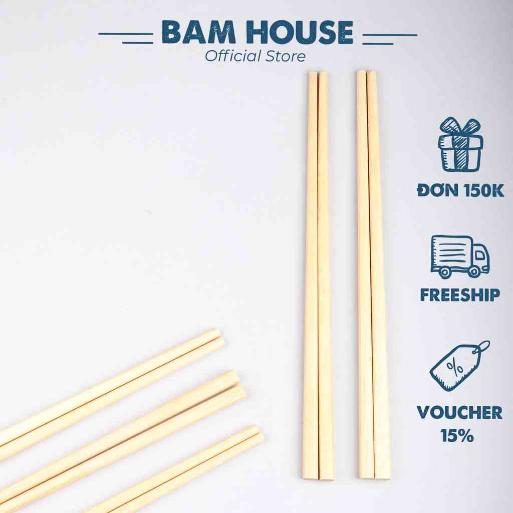 Bộ 10 đôi đũa gỗ xương gà Bam House màu be cao cấp thân thiện môi trường DXG03 - Gia dụng bếp