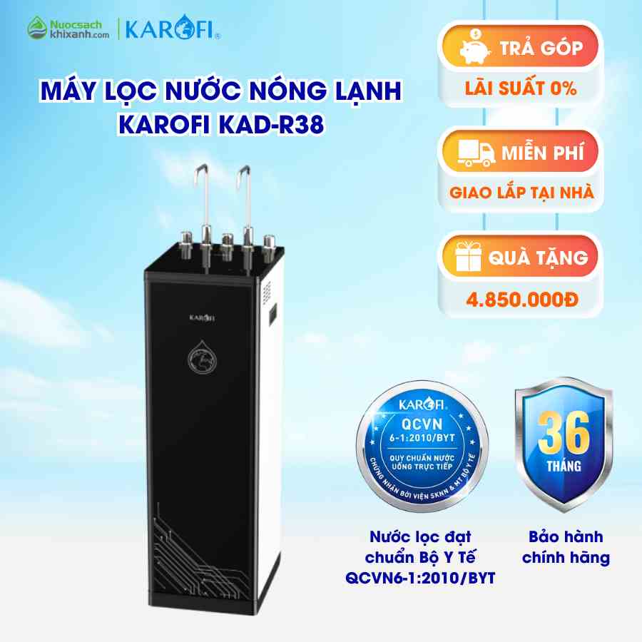 Máy lọc nước nóng lạnh KAROFI KADR38 dung tích 20L điện gia dụng lõi smax công nghệ nano silver plus