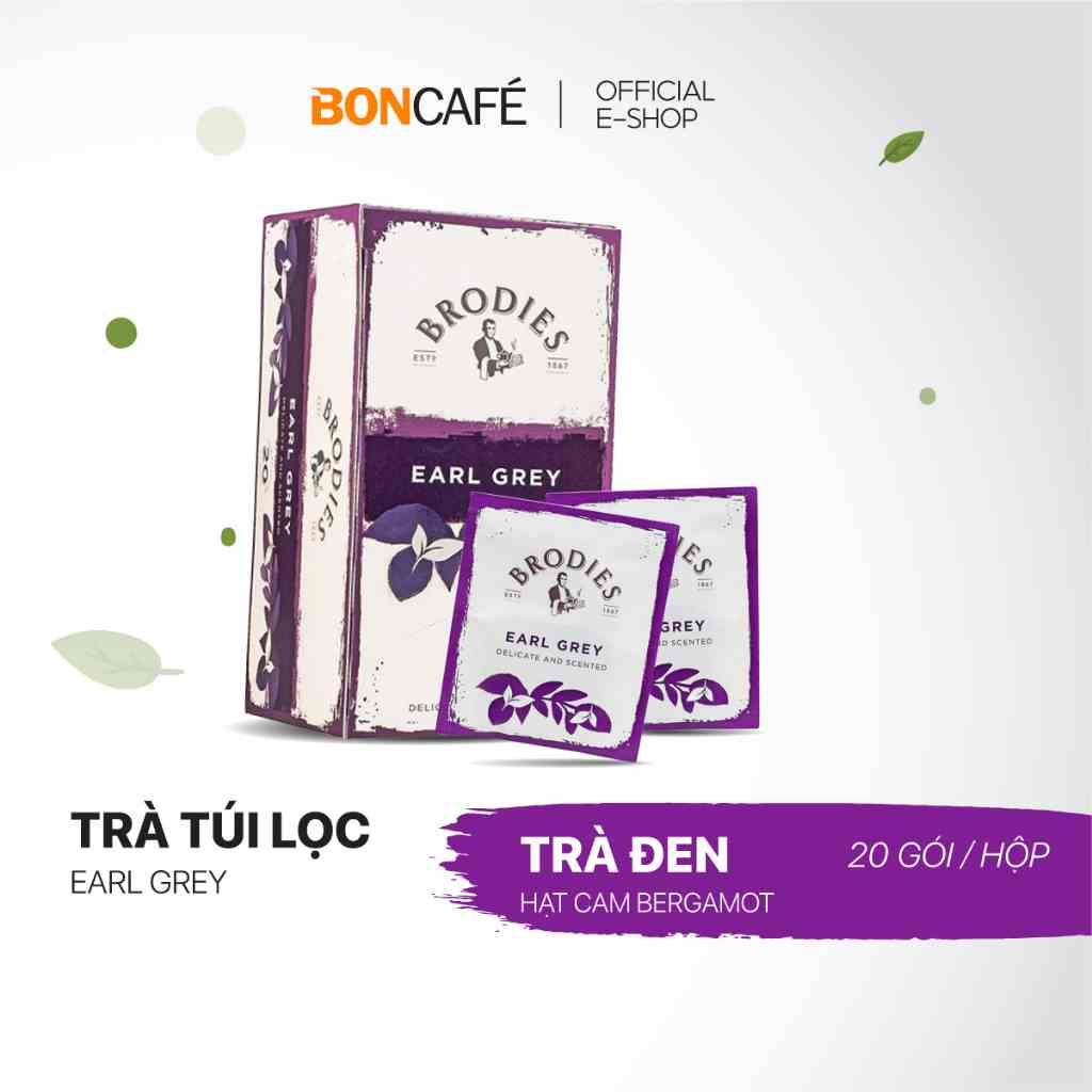 [Mã BMLTB35 giảm đến 35K đơn 99K] Trà đen túi lọc Brodies Earl Grey 20 gói/hộp - Brodies Earl Grey Tea (2g/20s)