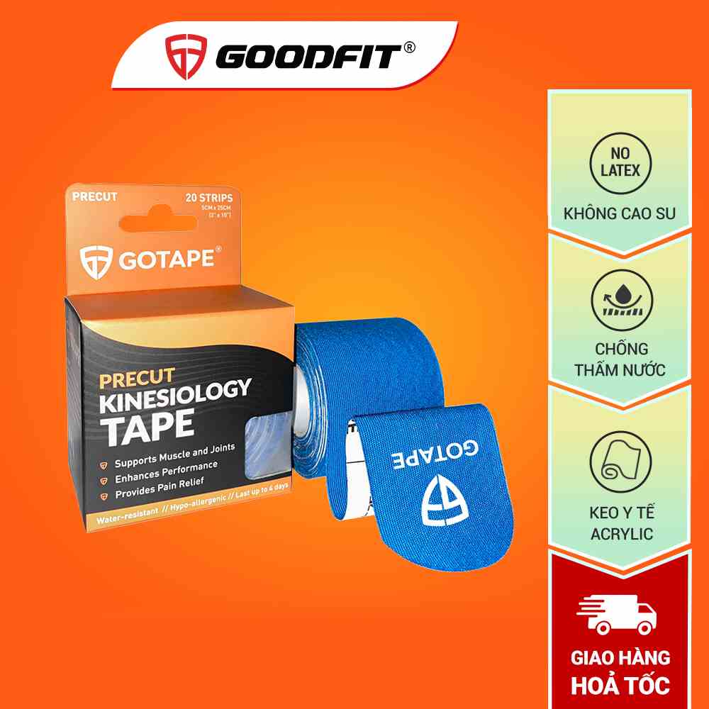 Băng dán cơ thể thao GOTAPE, cuộn Pre-cut, 5cm*5m, chất liệu Rayon cao cấp, không chứa cao su