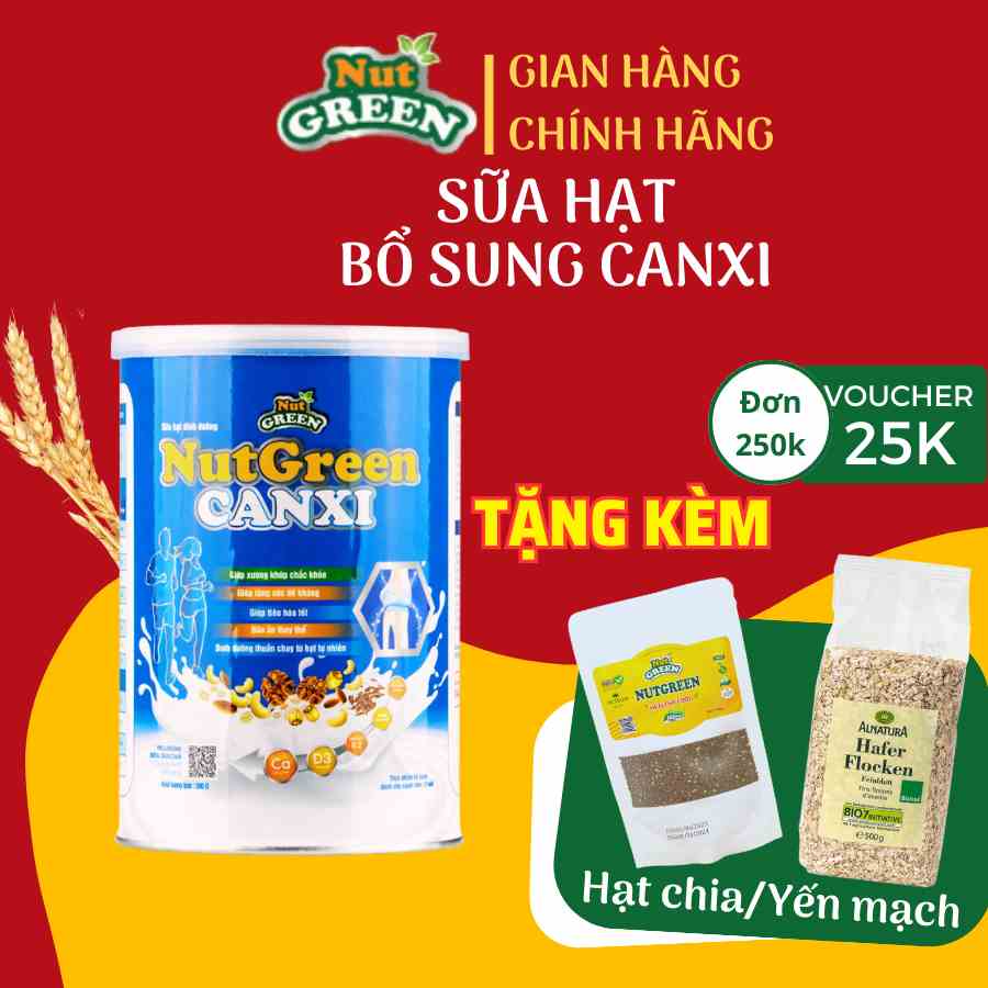 Sữa hạt Canxi Nutgreen bổ sung dinh dưỡng canxi nano hữu cơ phòng chống loãng xương giúp hệ cơ xưởng chắc khỏe dẻo dai