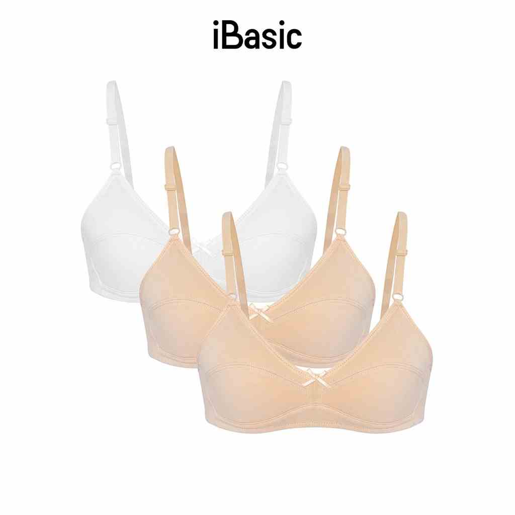 Combo 3 áo ngực học sinh không gọng mút mỏng cotton iBasic BRAT018